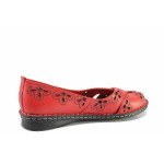 Червени дамски обувки с равна подметка, естествена кожа - всекидневни обувки за пролетта и лятото N 100021596