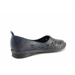 Тъмносини дамски обувки с равна подметка, естествена кожа - всекидневни обувки за пролетта и лятото N 100021597