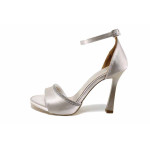 Бежови дамски сандали, здрава еко-кожа - елегантни обувки за пролетта и лятото N 100021646