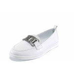 Бели анатомични дамски обувки с равна подметка, естествена кожа - всекидневни обувки за пролетта и лятото N 100022050