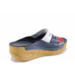 Сини дамски чехли, естествена кожа - всекидневни обувки за пролетта и лятото N 100022054