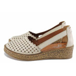 Бежови дамски обувки, естествена кожа - всекидневни обувки за пролетта и лятото N 100022051