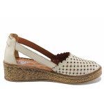 Бежови дамски обувки, естествена кожа - всекидневни обувки за пролетта и лятото N 100022051