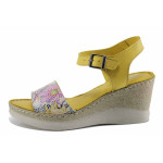 Жълти дамски сандали, естествена кожа - всекидневни обувки за лятото N 100022066