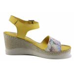 Жълти дамски сандали, естествена кожа - всекидневни обувки за лятото N 100022066