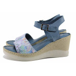 Светлосини дамски сандали, естествена кожа - ежедневни обувки за лятото N 100022067