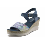 Светлосини дамски сандали, естествена кожа - ежедневни обувки за лятото N 100022067