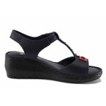 Тъмносини дамски сандали, естествена кожа - ежедневни обувки за лятото N 100022069