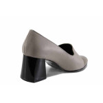 Бежови дамски обувки със среден ток, естествена кожа - всекидневни обувки за пролетта и лятото N 100022070