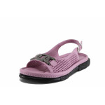 Розови дамски сандали, естествена кожа - всекидневни обувки за лятото N 100022072