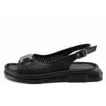Черни дамски сандали, естествена кожа - ежедневни обувки за лятото N 100022073