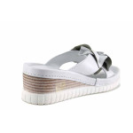 Бели дамски чехли, естествена кожа - всекидневни обувки за лятото N 100022101