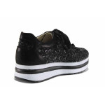 Черни дамски обувки с равна подметка, естествена кожа перфорирана - елегантни обувки за пролетта и лятото N 100022150