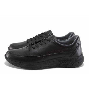 Черни дамски обувки с равна подметка, естествена кожа - всекидневни обувки за пролетта и есента N 100022184