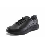 Черни дамски обувки с равна подметка, естествена кожа - всекидневни обувки за пролетта и есента N 100022184