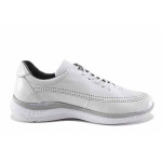 Бели дамски обувки с равна подметка, естествена кожа - спортни обувки за есента и зимата N 100022185