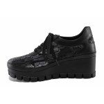 Черни дамски обувки с платформа, анатомични, естествена кожа - ежедневни обувки за есента и зимата N 100022191