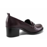 Винени дамски обувки със среден ток, естествена кожа - всекидневни обувки за есента и зимата N 100022208