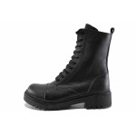 Черни дамски боти, естествена кожа - всекидневни обувки за есента и зимата N 100022211