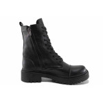 Черни дамски боти, естествена кожа - ежедневни обувки за есента и зимата N 100022212