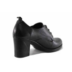 Черни дамски обувки с висок ток, естествена кожа - ежедневни обувки за есента и зимата N 100022254