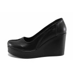 Черни дамски обувки с платформа, анатомични, естествена кожа - всекидневни обувки за есента и зимата N 100022258