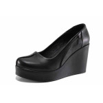 Черни дамски обувки с платформа, анатомични, естествена кожа - всекидневни обувки за есента и зимата N 100022258
