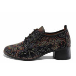 Черни дамски обувки със среден ток, естествена кожа - всекидневни обувки за есента и зимата N 100022259