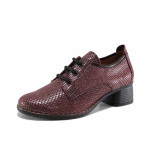 Винени дамски обувки със среден ток, естествена кожа - ежедневни обувки за есента и зимата N 100022260
