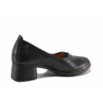 Черни дамски обувки със среден ток, естествена кожа - ежедневни обувки за есента и зимата N 100022264