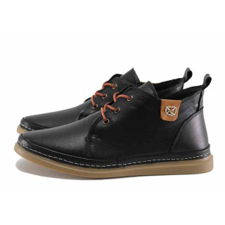 Черни дамски боти, естествена кожа - ежедневни обувки за есента и зимата N 100022268