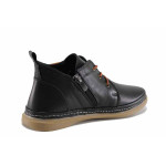 Черни дамски боти, естествена кожа - ежедневни обувки за есента и зимата N 100022268
