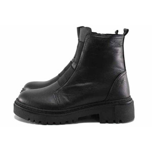 Черни дамски боти, естествена кожа - всекидневни обувки за есента и зимата N 100022269