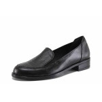 Черни дамски обувки с равна подметка, естествена кожа - ежедневни обувки за есента и зимата N 100022287