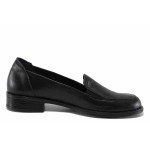 Черни дамски обувки с равна подметка, естествена кожа - ежедневни обувки за есента и зимата N 100022287