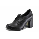 Черни дамски обувки с висок ток, естествена кожа - ежедневни обувки за есента и зимата N 100022293