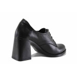 Черни дамски обувки с висок ток, естествена кожа - ежедневни обувки за есента и зимата N 100022293