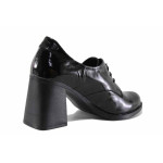 Черни дамски обувки с висок ток, лачена естествена кожа - всекидневни обувки за есента и зимата N 100022294