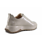 Бежови спортни дамски обувки, анатомични, лачена естествена кожа - спортни обувки за есента и зимата N 100022315