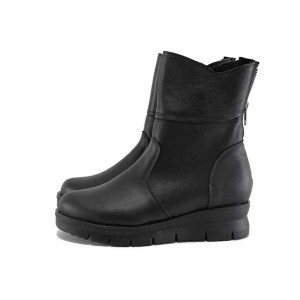 Черни анатомични дамски боти, естествена кожа - всекидневни обувки за есента и зимата N 100022339