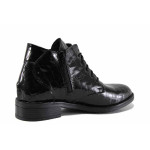 Черни дамски боти, естествена кожа с крокодилска шарка - ежедневни обувки за есента и зимата N 100022342