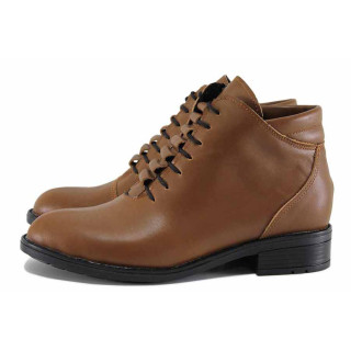 Кафяви дамски боти, естествена кожа - всекидневни обувки за есента и зимата N 100022343