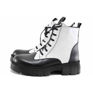 Черни дамски боти, естествена кожа - всекидневни обувки за есента и зимата N 100022438