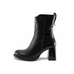 Черни дамски боти, естествена кожа и лачена естествена кожа  - елегантни обувки за есента и зимата N 100022440