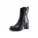 Черни дамски боти, естествена кожа и лачена естествена кожа  - елегантни обувки за есента и зимата N 100022440