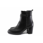 Черни дамски боти, анатомични, естествена кожа - ежедневни обувки за есента и зимата N 100022530