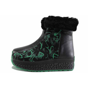 Черни дамски боти, анатомични, естествена кожа - ежедневни обувки за есента и зимата N 100022534