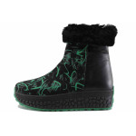 Черни дамски боти, анатомични, естествена кожа - ежедневни обувки за есента и зимата N 100022534