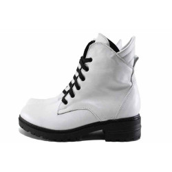 Бели дамски боти, анатомични, естествена кожа - ежедневни обувки за есента и зимата N 100022535