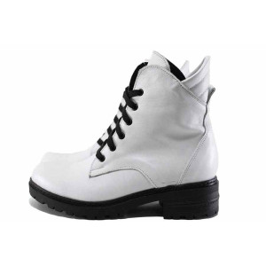 Бели дамски боти, анатомични, естествена кожа - ежедневни обувки за есента и зимата N 100022535